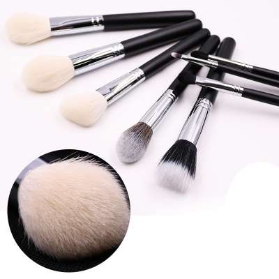 wholesale private label 12 pcs travel brushes with goat hair beauty black makeup brush set